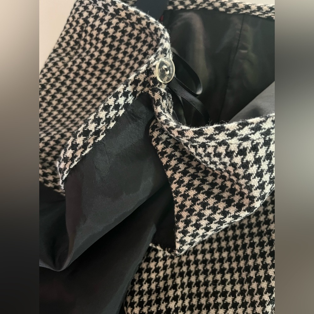 Women’s vintage Ralph Lauren Skirt White Black Houndstooth Wool Wrap Lined 8 - Picture 4 of 9